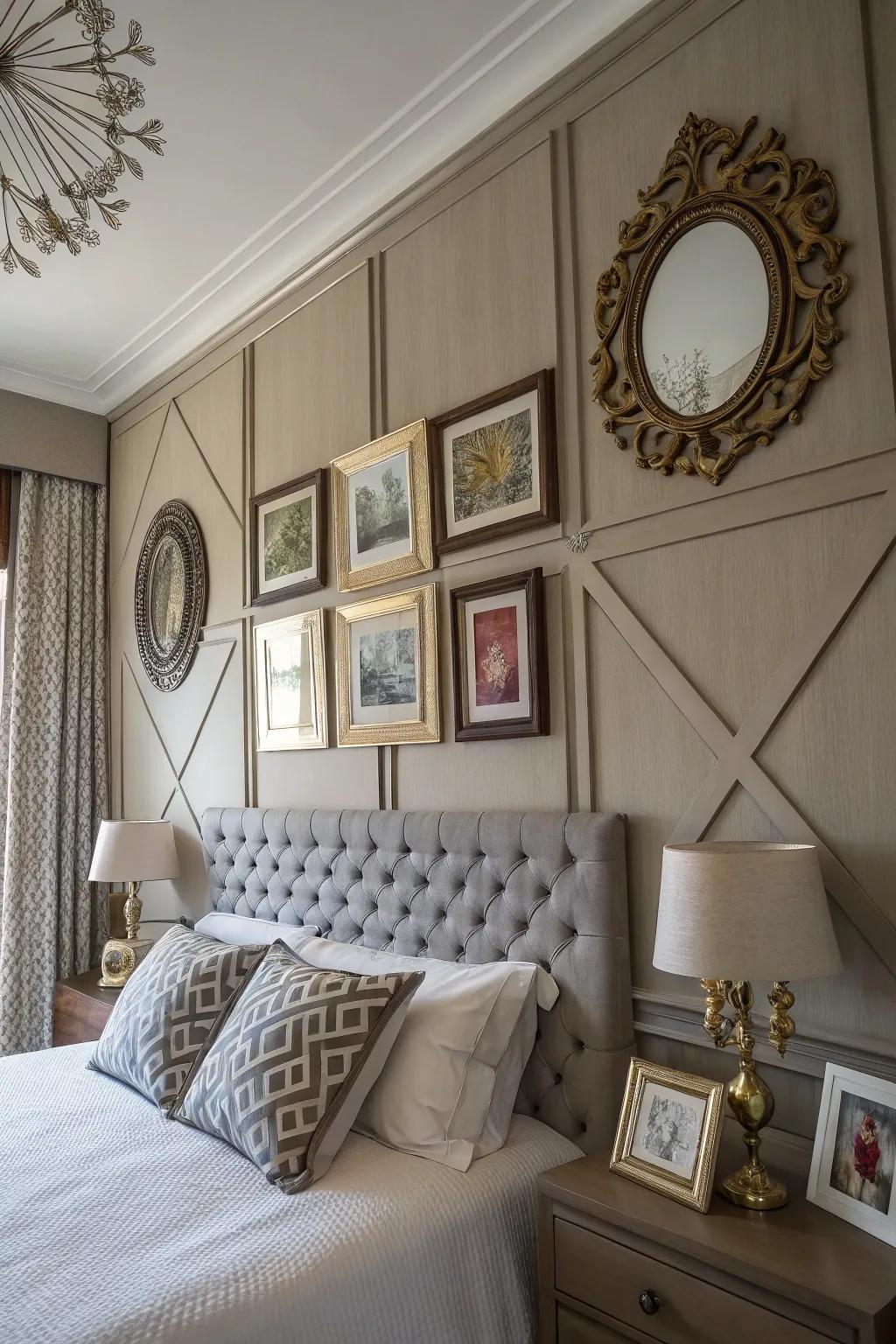 Ornamental enhancements, like mirrors, contribute layers and dimension.