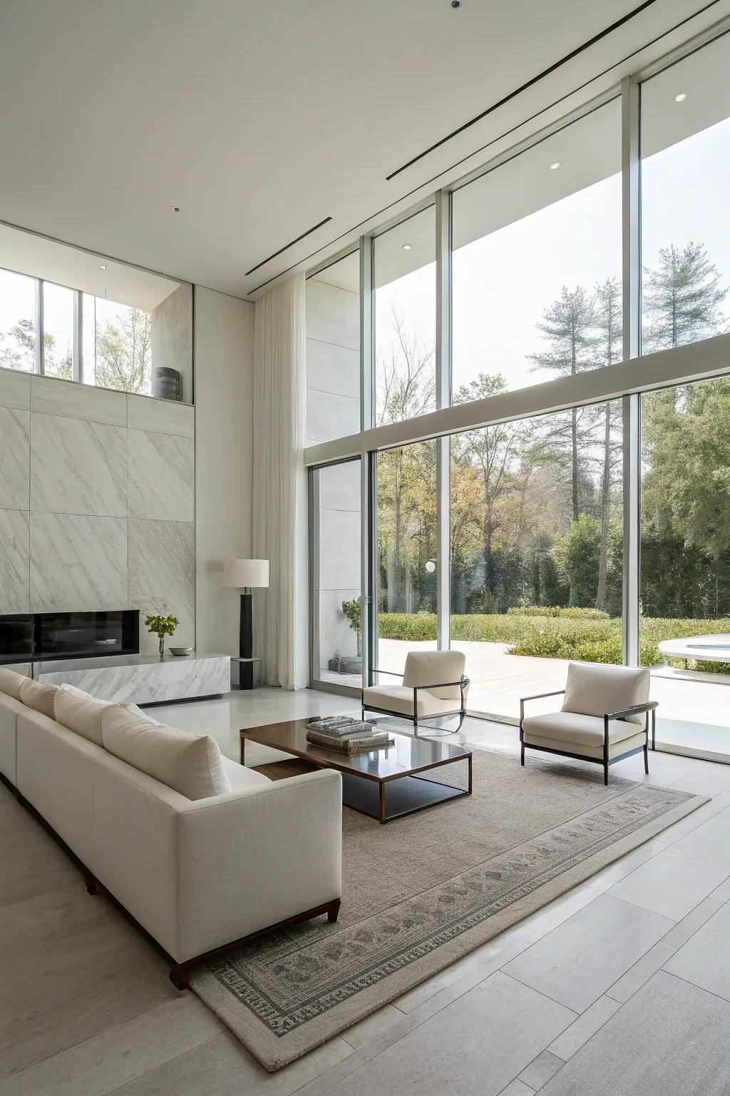 A minimalist contemporary interior featuring clean lines and minimal decor.