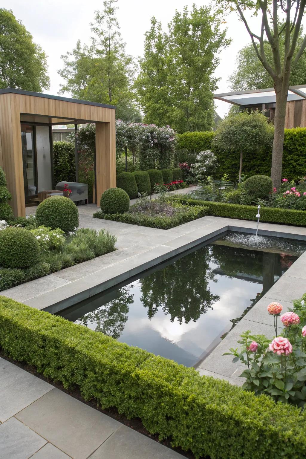 Water accents bring a sense of calm to modern landscaping projects.