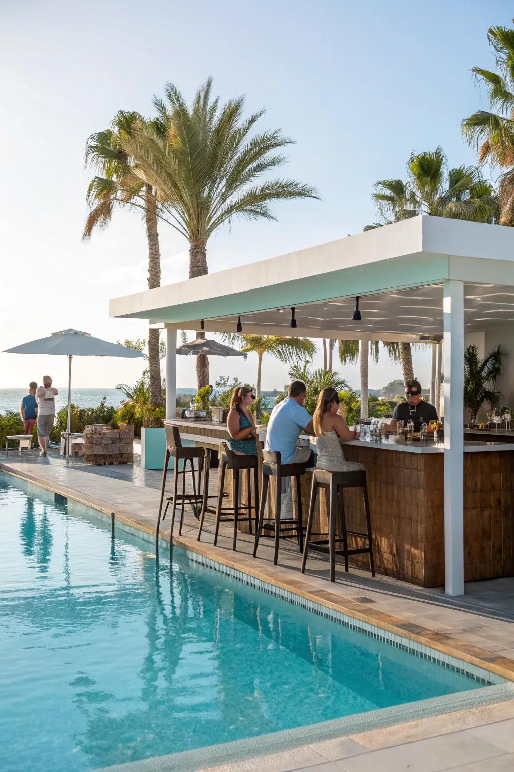 A bar by the pool providing ultimate ease and leisure.