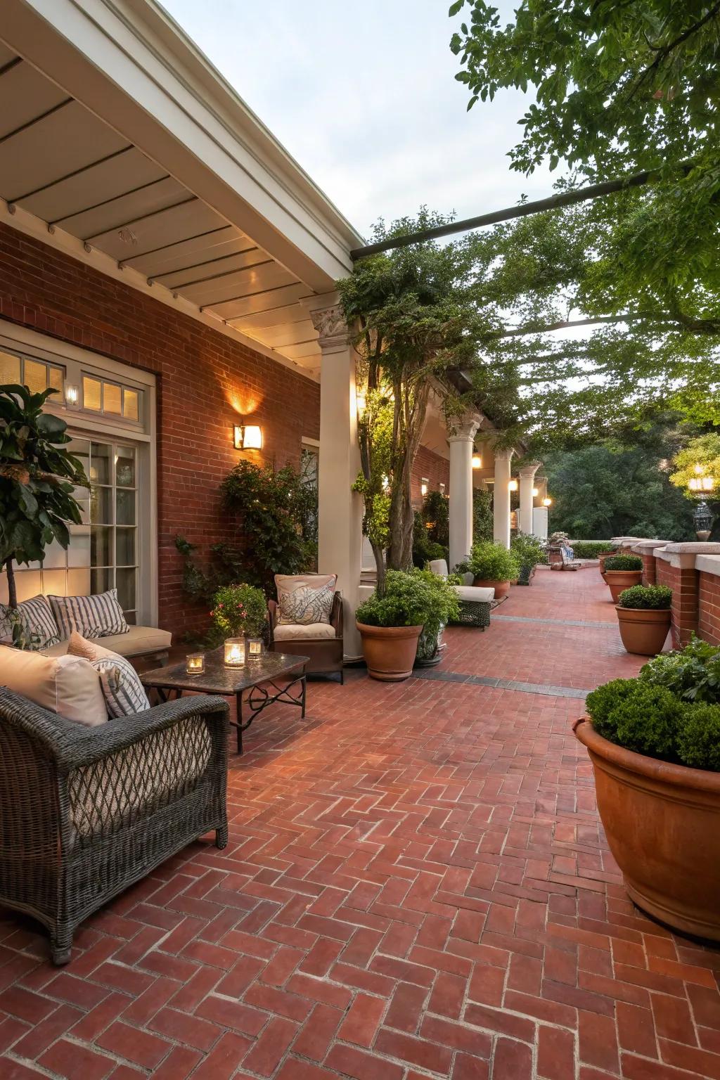 Block flooring imbues patios with classic beauty.