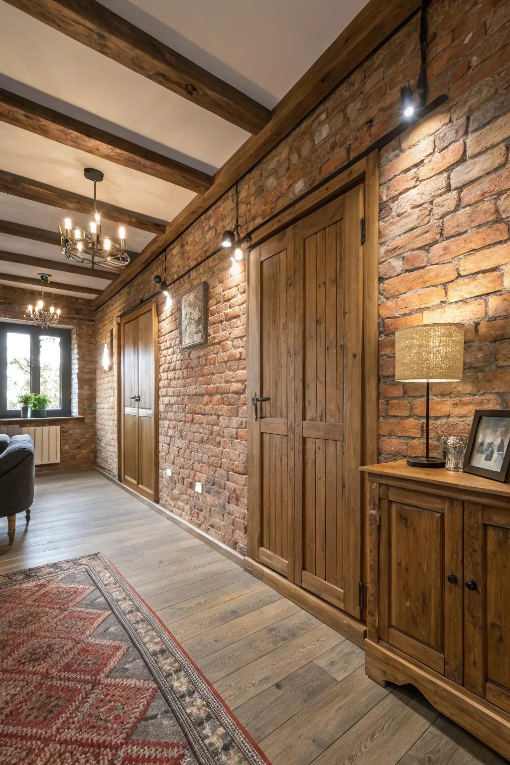 Exposed brick and timber provide an industrial-chic look.