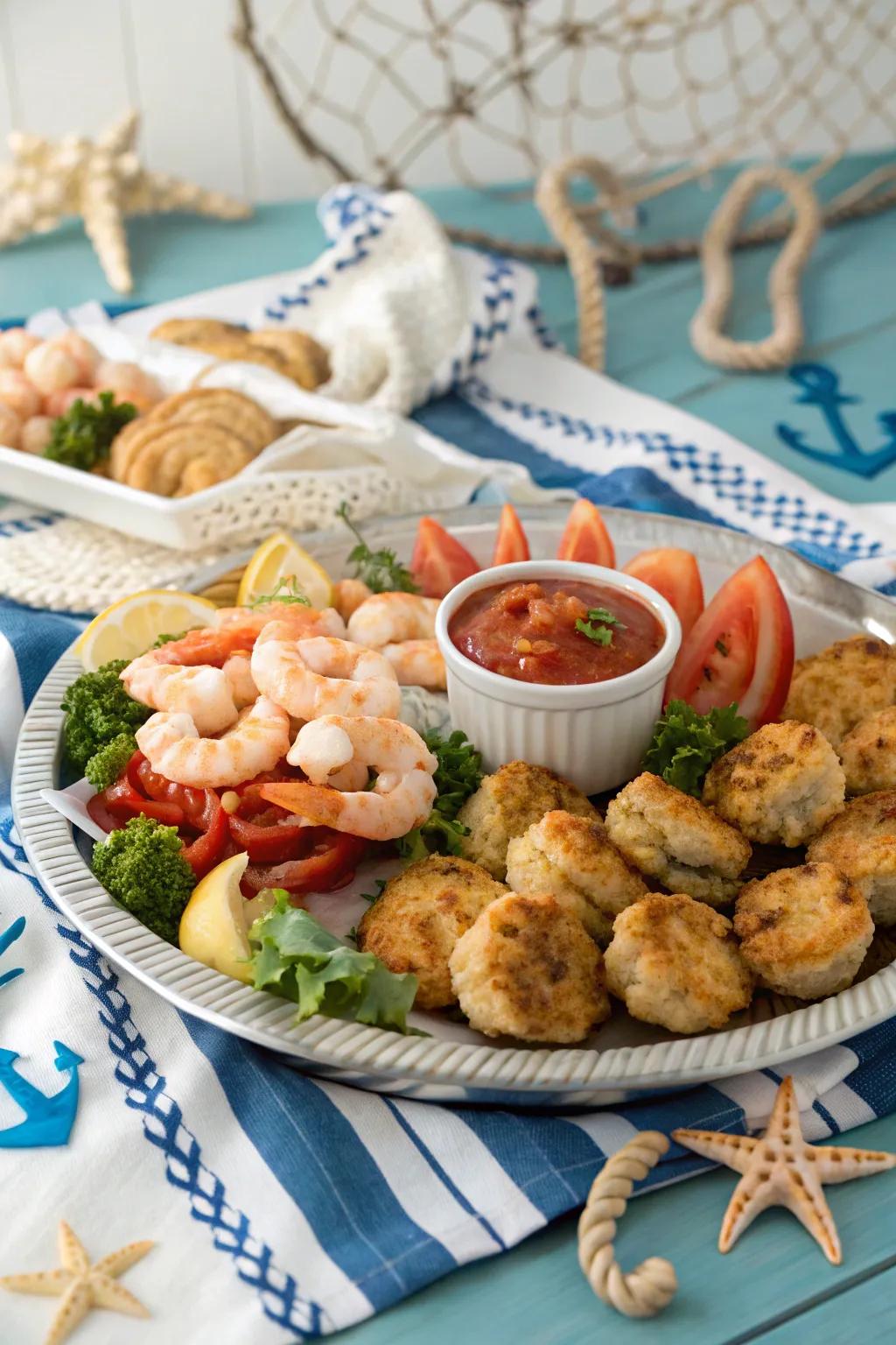 A seafood display is key for any nautical-style celebration.