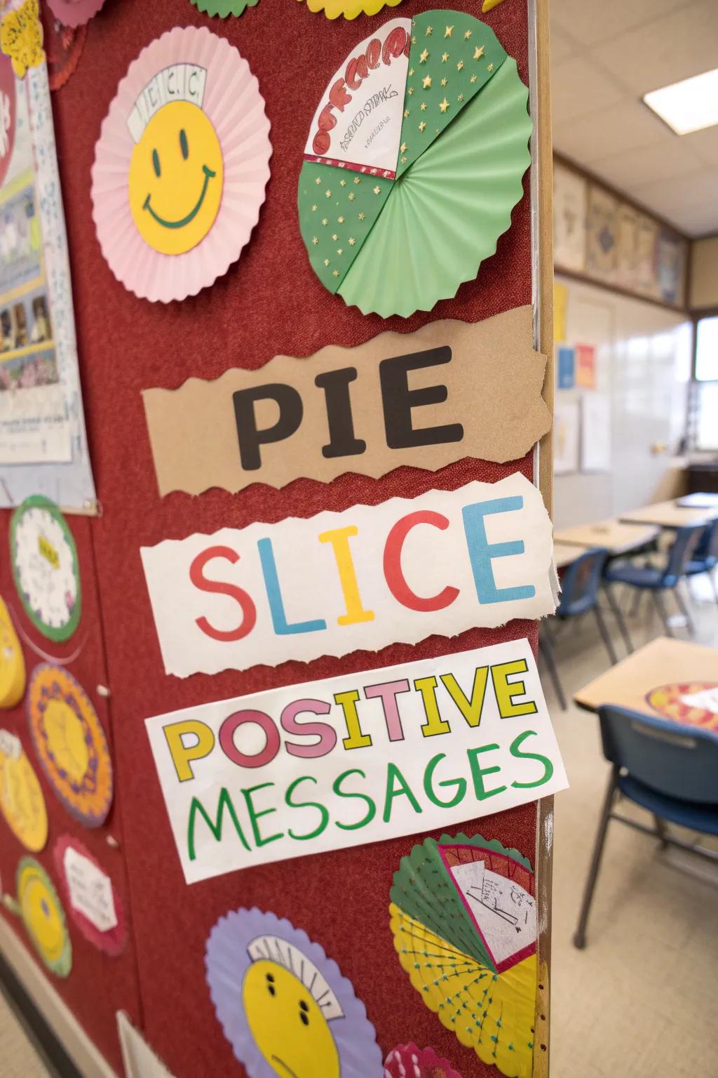 A 'Sweet as Pie' board filled with positive affirmations.