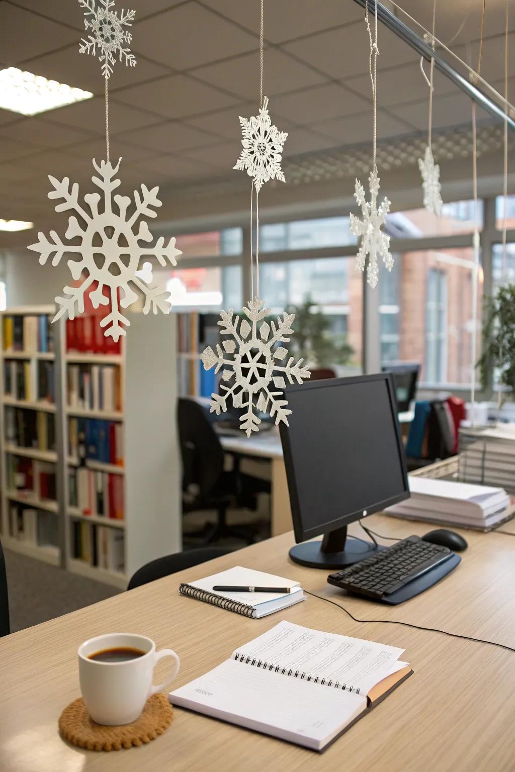Self-made flurries provide an imaginative wintry atmosphere to your desk.