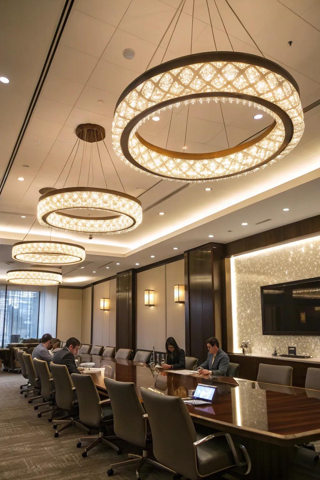 Elevate your conference room with elegant pendant lighting.