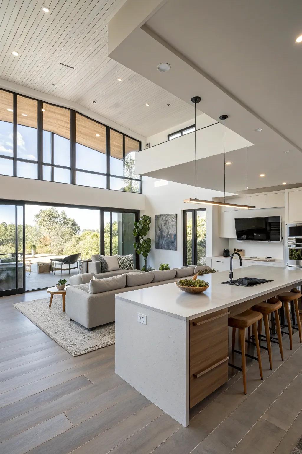 Modern decor brings elegance to open living spaces.