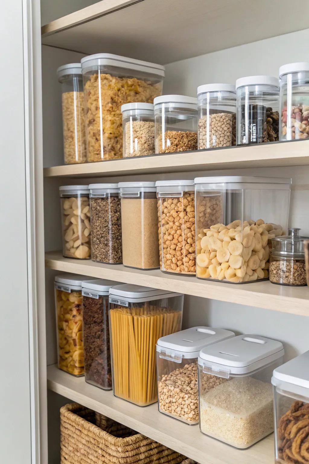 Clear containers make food storage simple.
