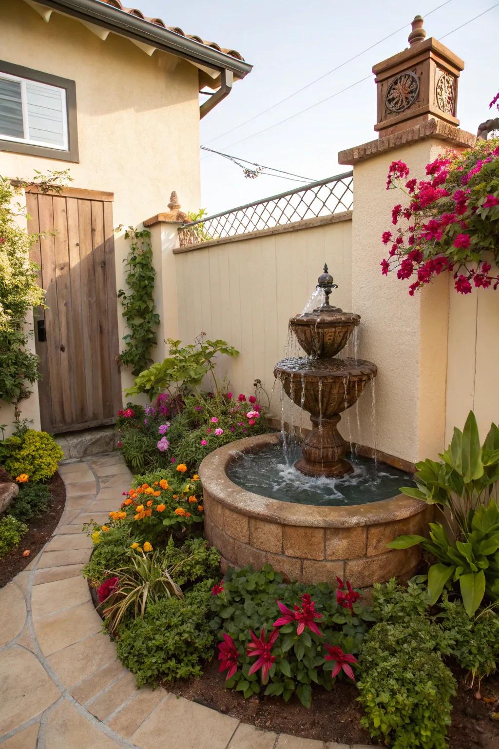 Compact wall fountains are suitable for smaller areas.