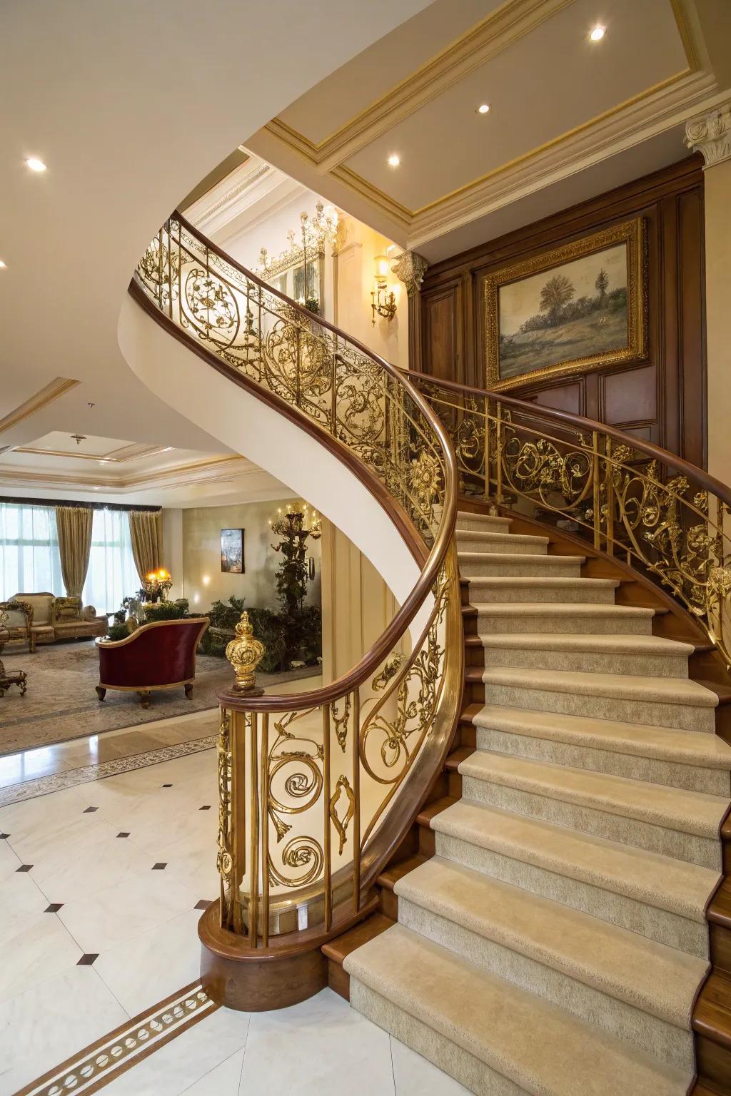 Gilded accents inject an aura of charm and luxury.