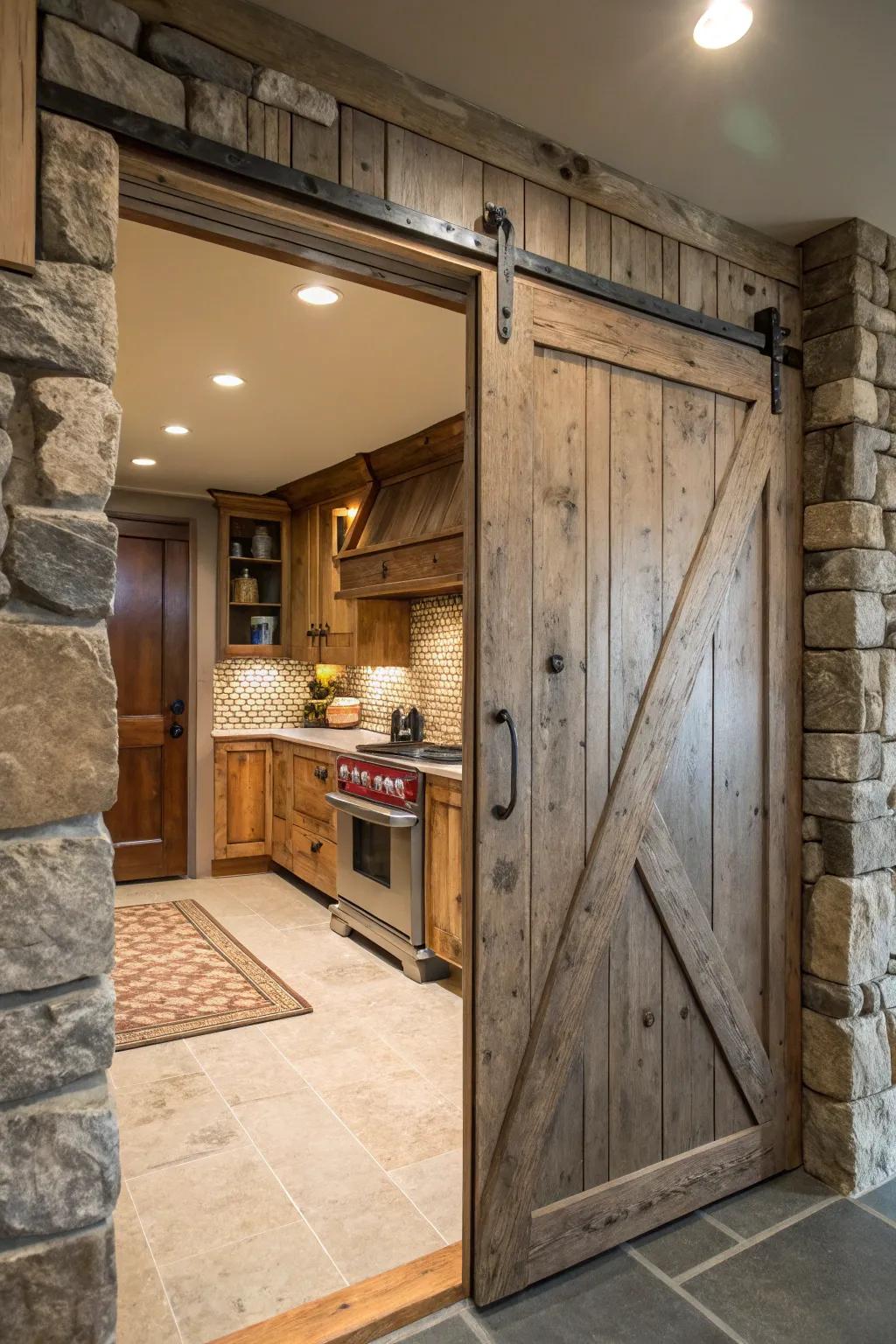 A barn-style door is charming and functional.