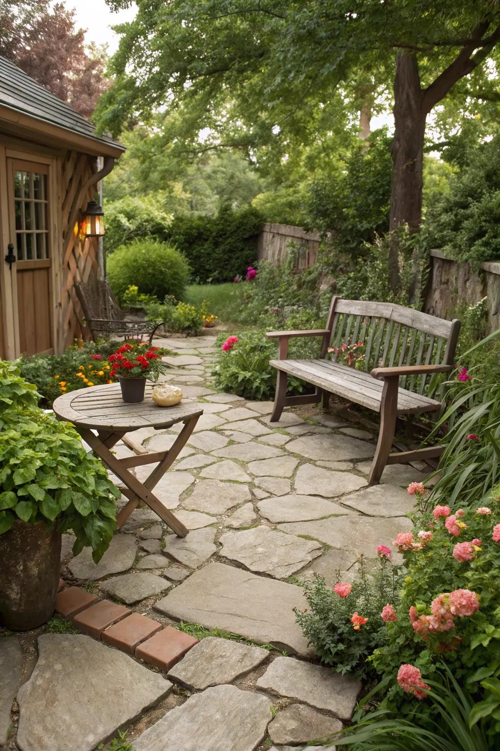 Imbue countryside allure with a flagstone patio.