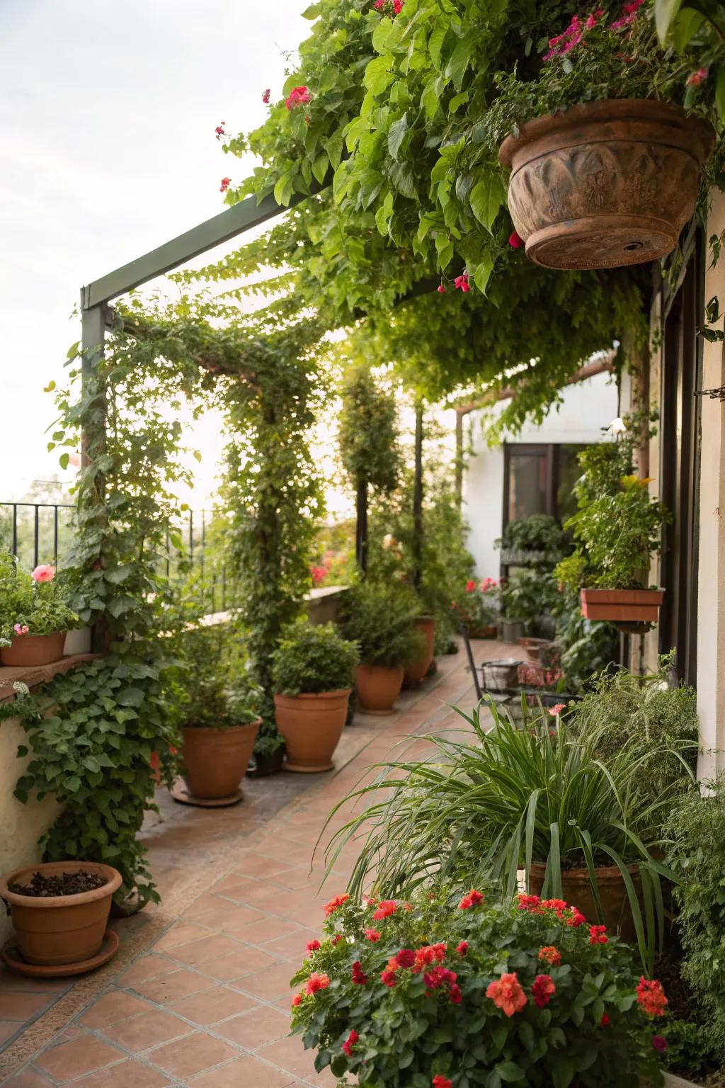 Abundant greenery infuses vitality into any patio, forging a tranquil environment.