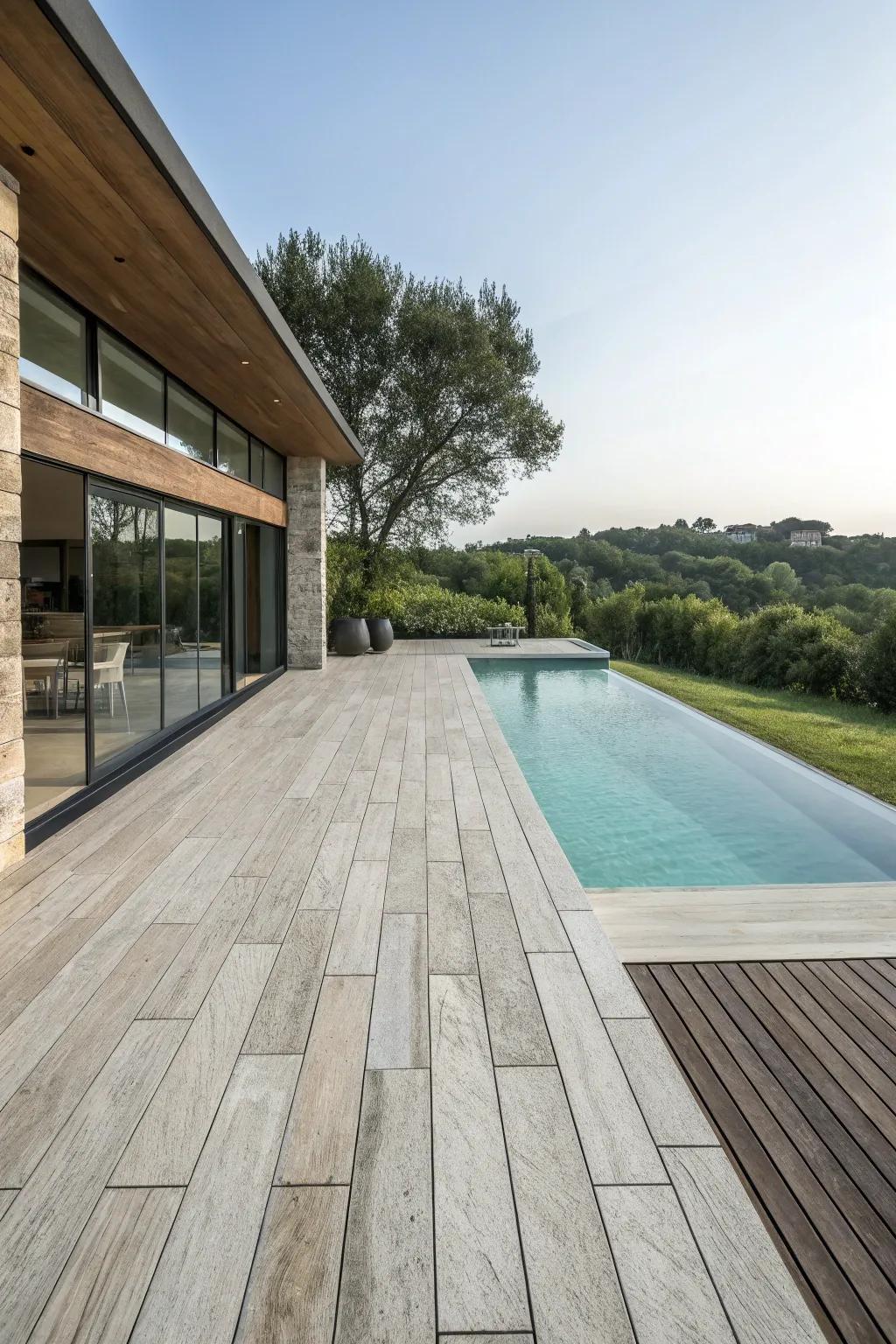 Blend materials for a distinctive pool deck.