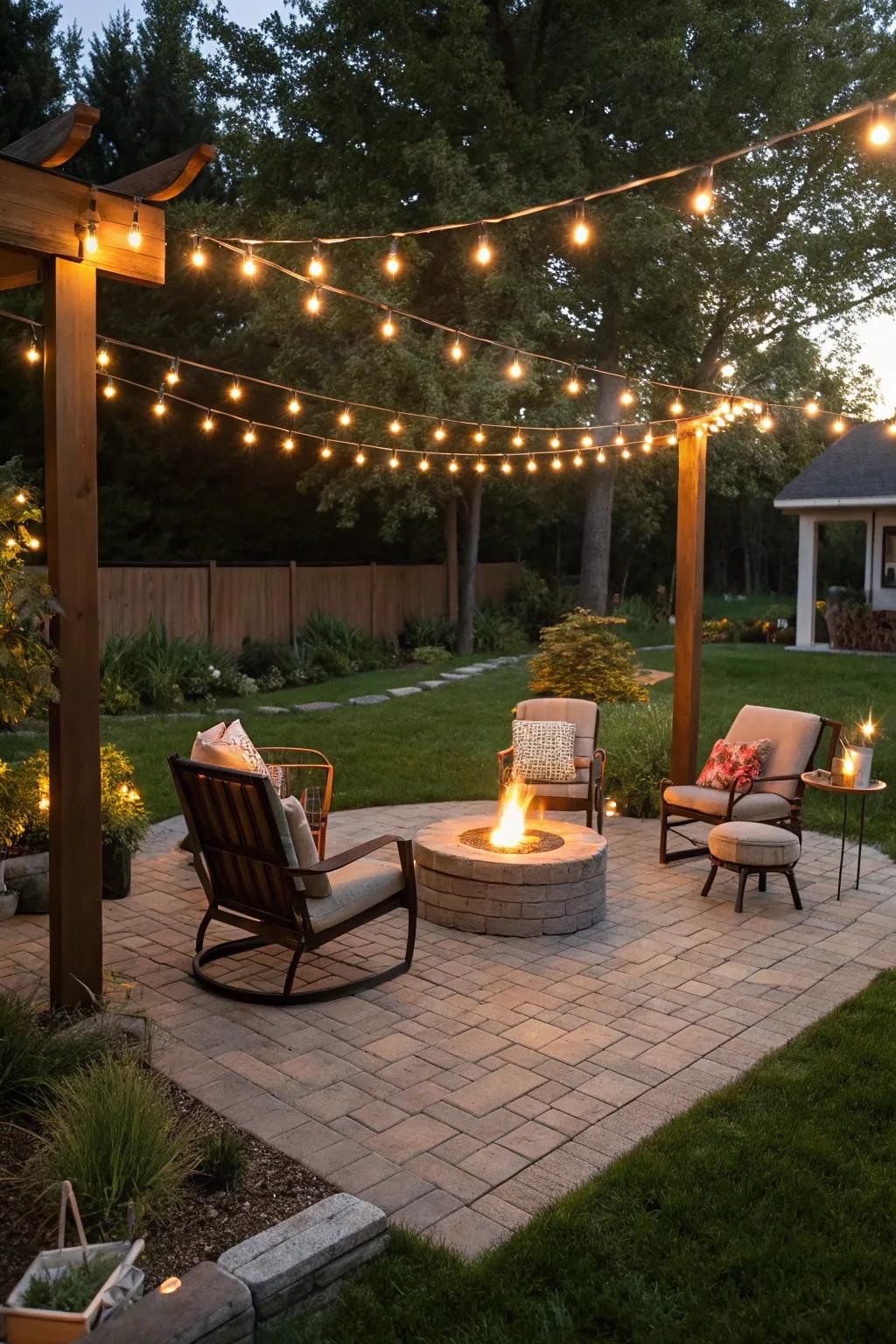 A snug exterior sanctuary for reunions and leisure.