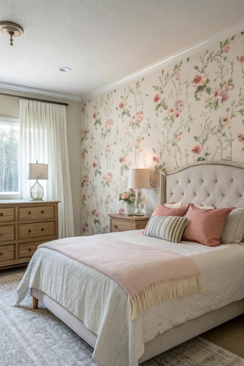 Improve your bedroom's serenity with soothing wallpaper designs.