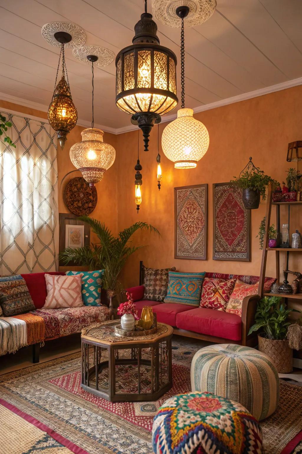 Bohemian pendants bring fun and color to any space.