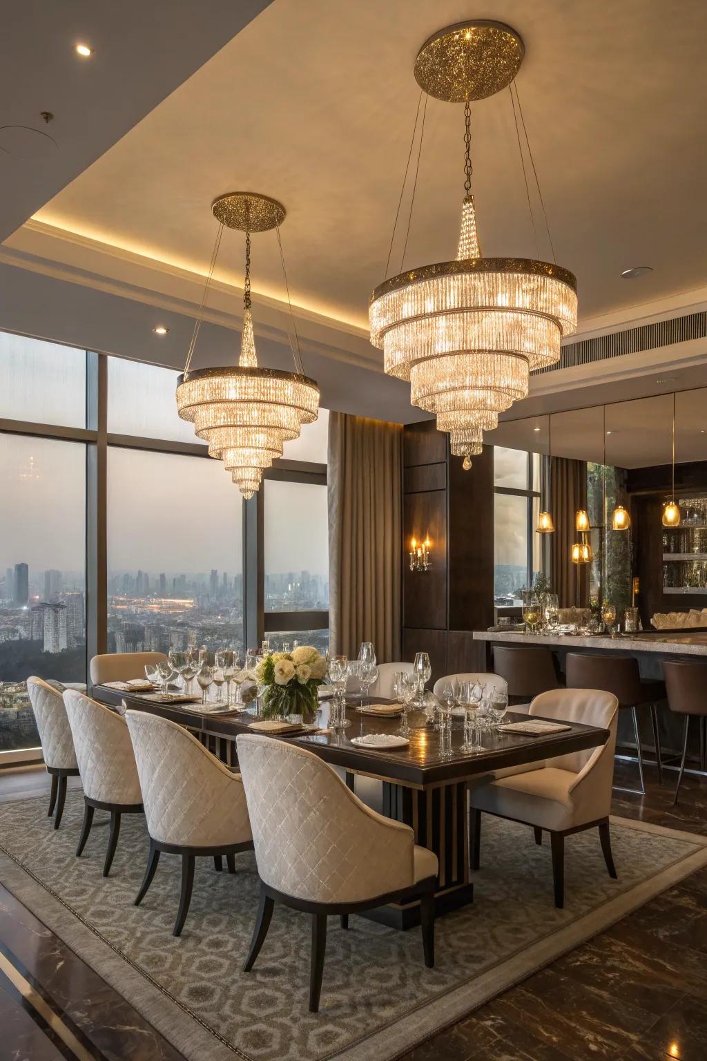 Lighting enhances the grace of the penthouse.