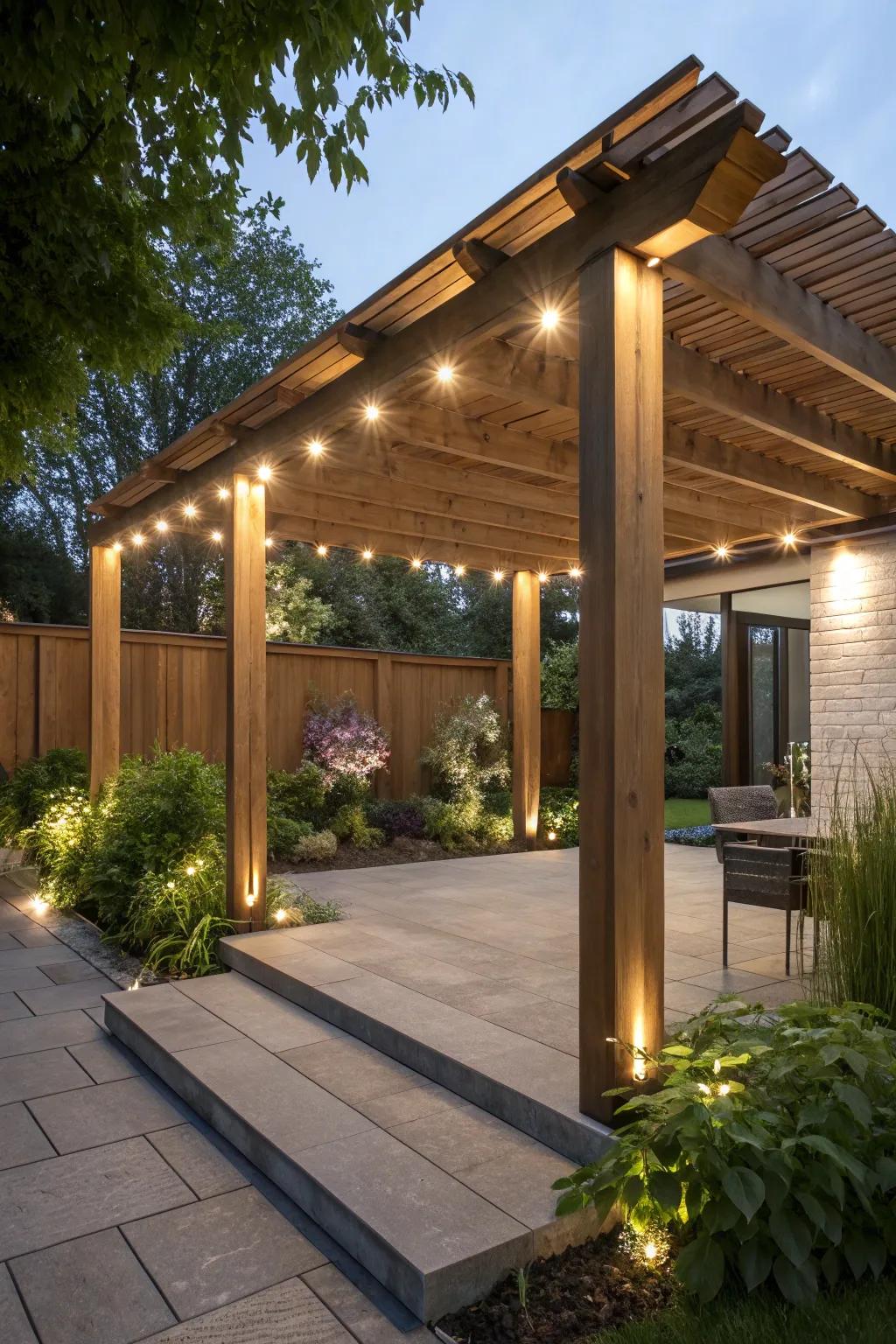 Integrated LED lighting provides a sleek, contemporary aesthetic.
