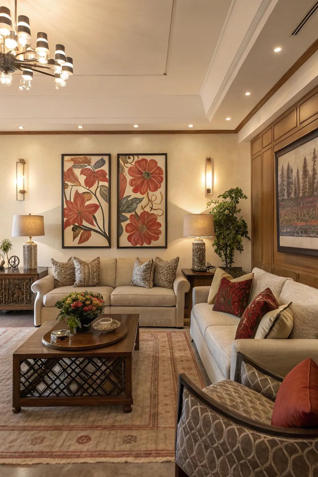 A centerpiece can define the character of your living room.