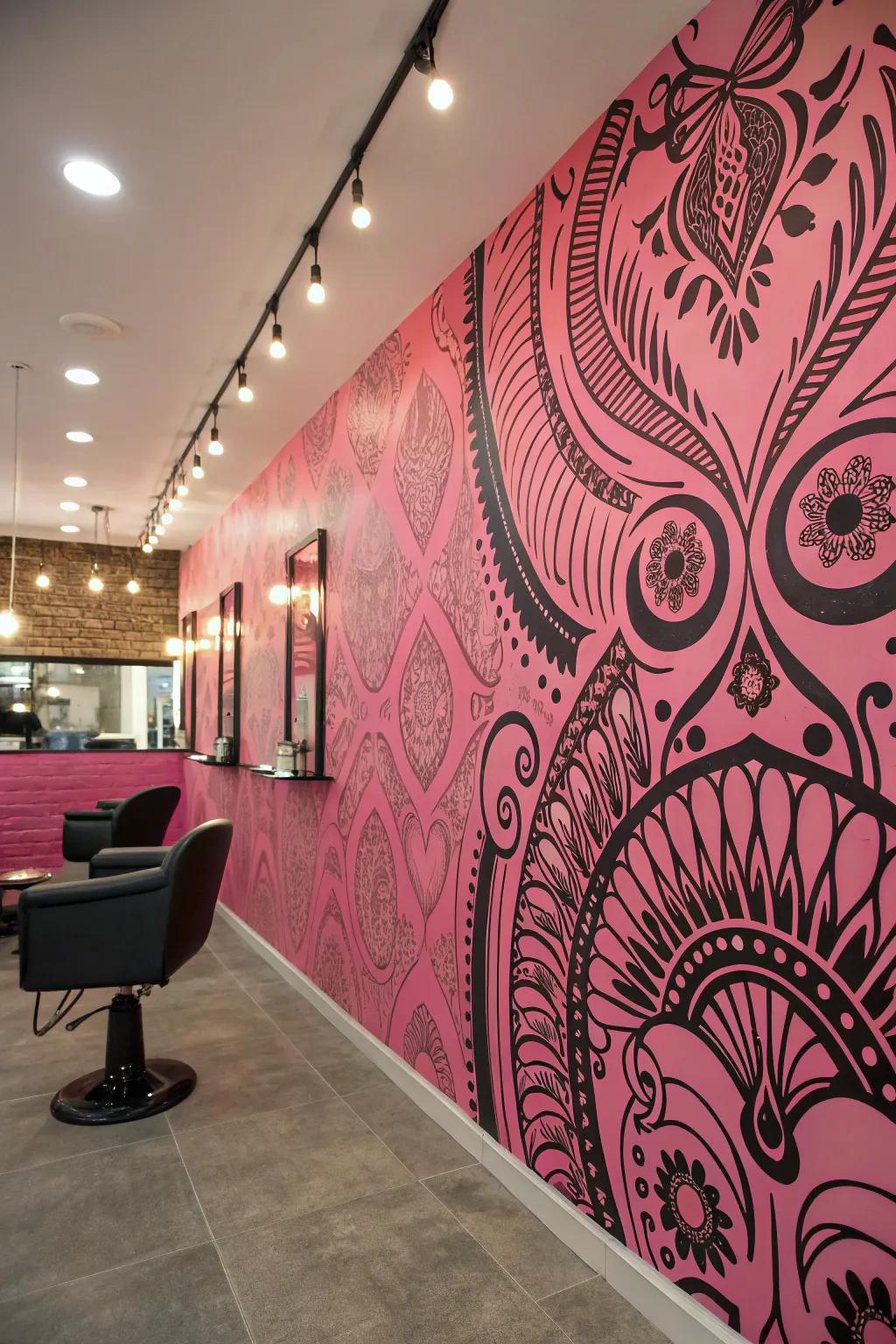 Creative art pieces boost the salon&rsquo;s visual appeal.