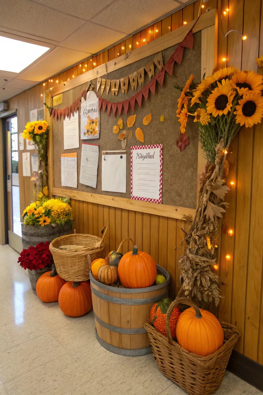 A harvest-themed bulletin board to capture the essence of fall abundance.