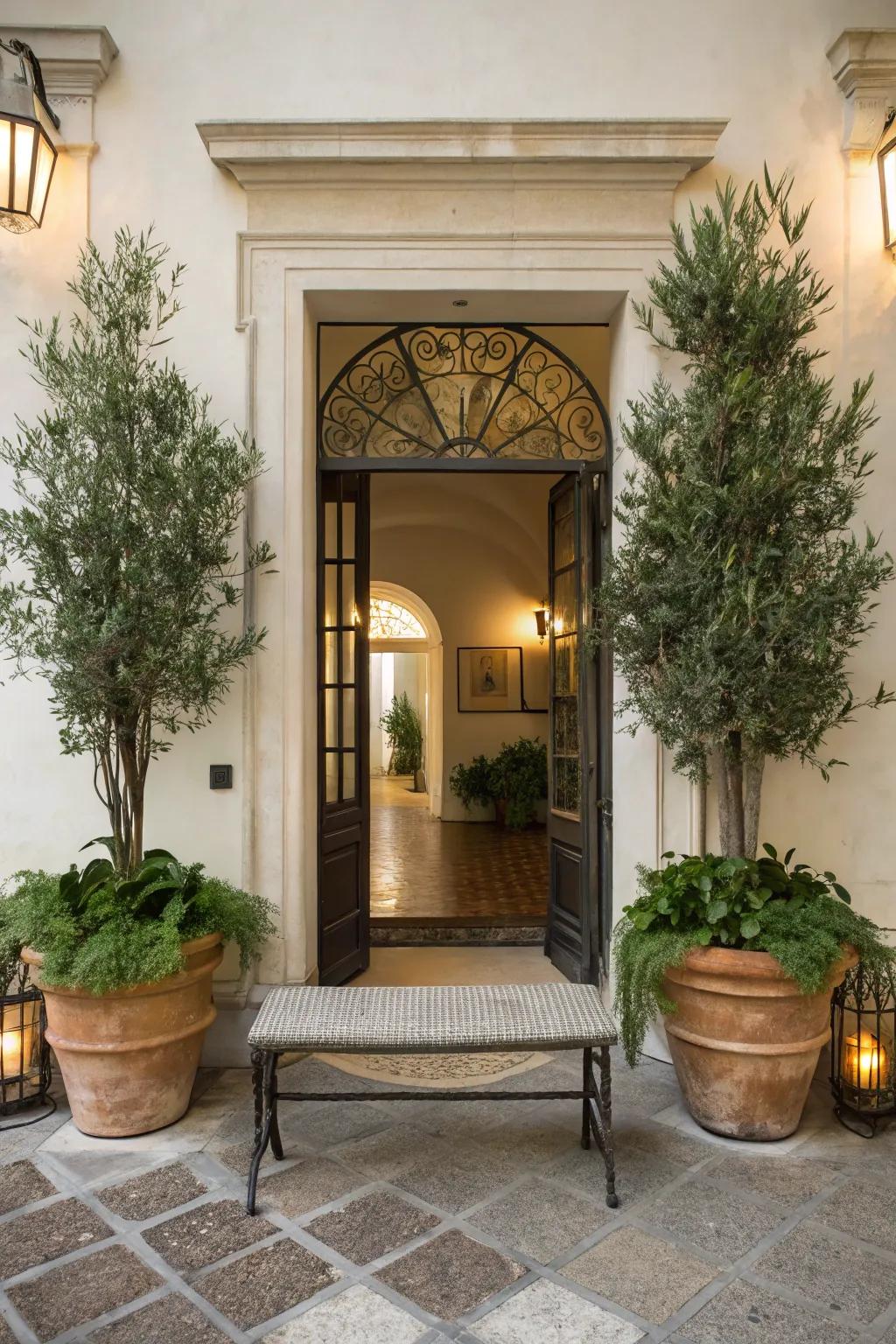 Greet visitors with a breathtaking plant arrangement at your doorway.