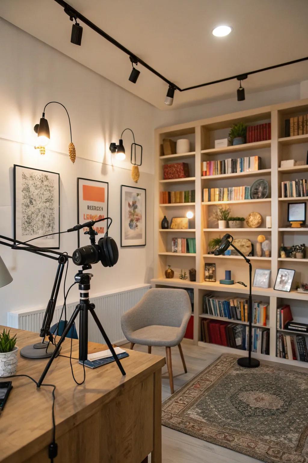 A customized podcast backdrop.