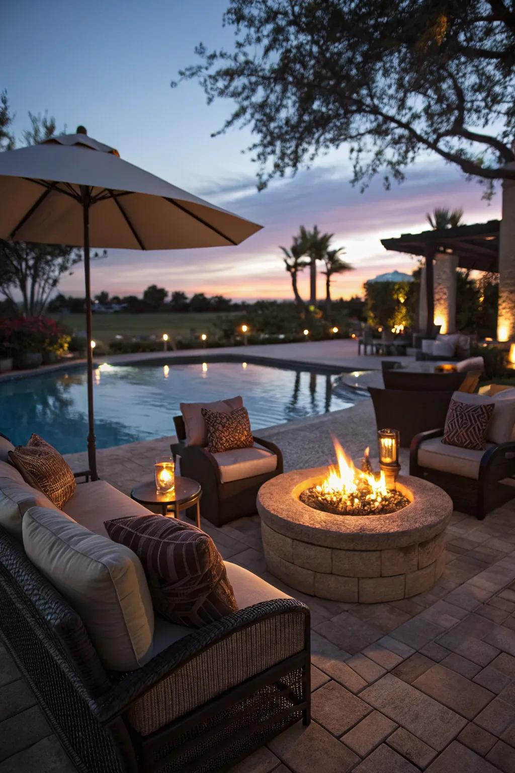 Ember places add warmth and appeal to poolside areas.