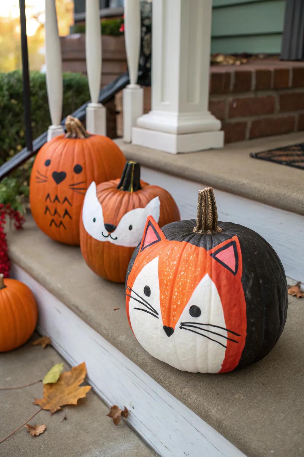 Endearing pumpkins reimagined as animal characters.