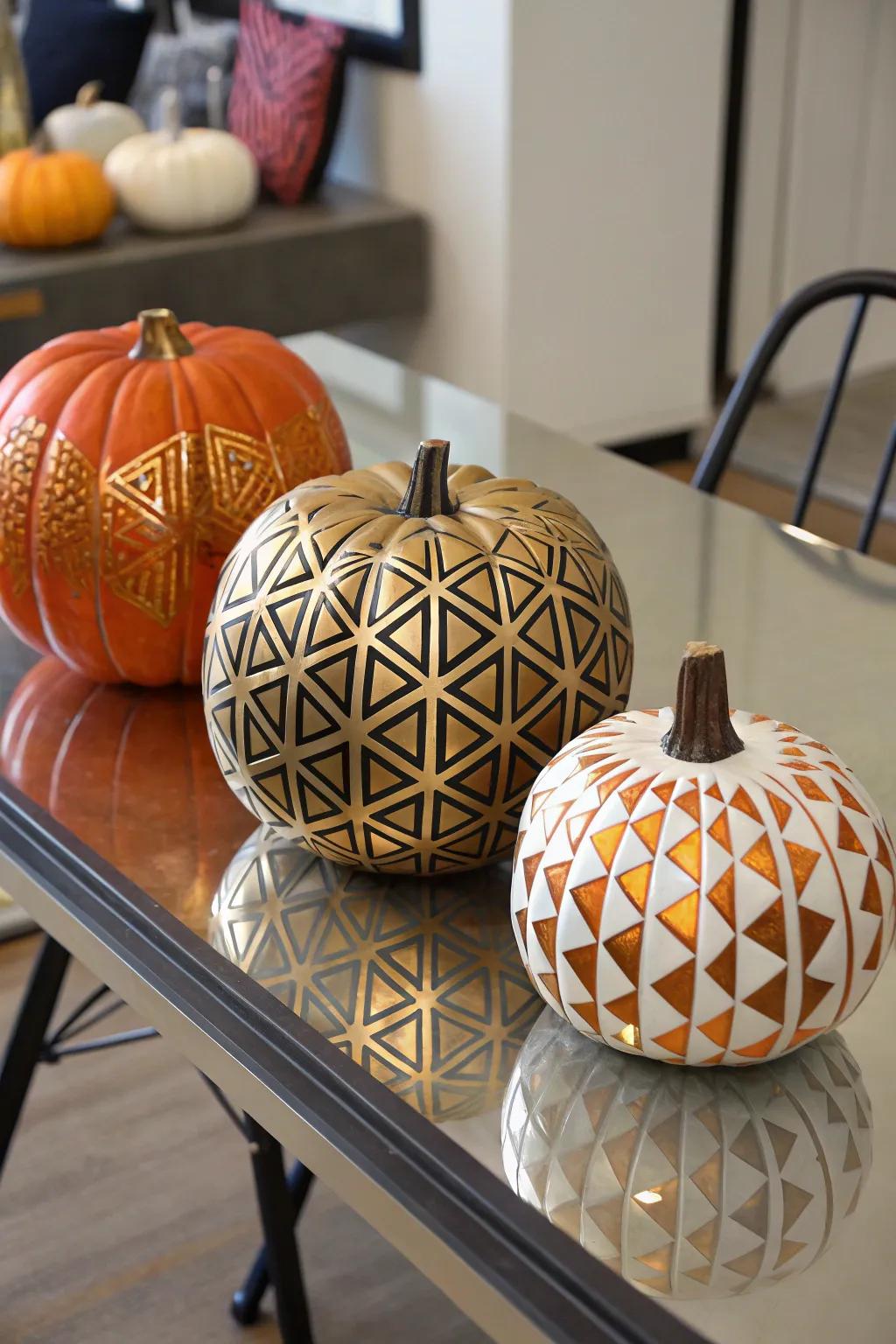 Add a modern twist with stylish geometric pumpkins.