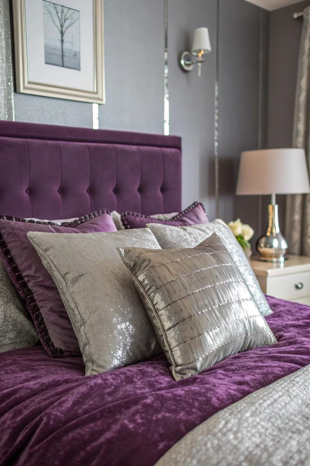 Metallic accents contribute a luxurious and stylish touch to your bedroom d&eacute;cor.