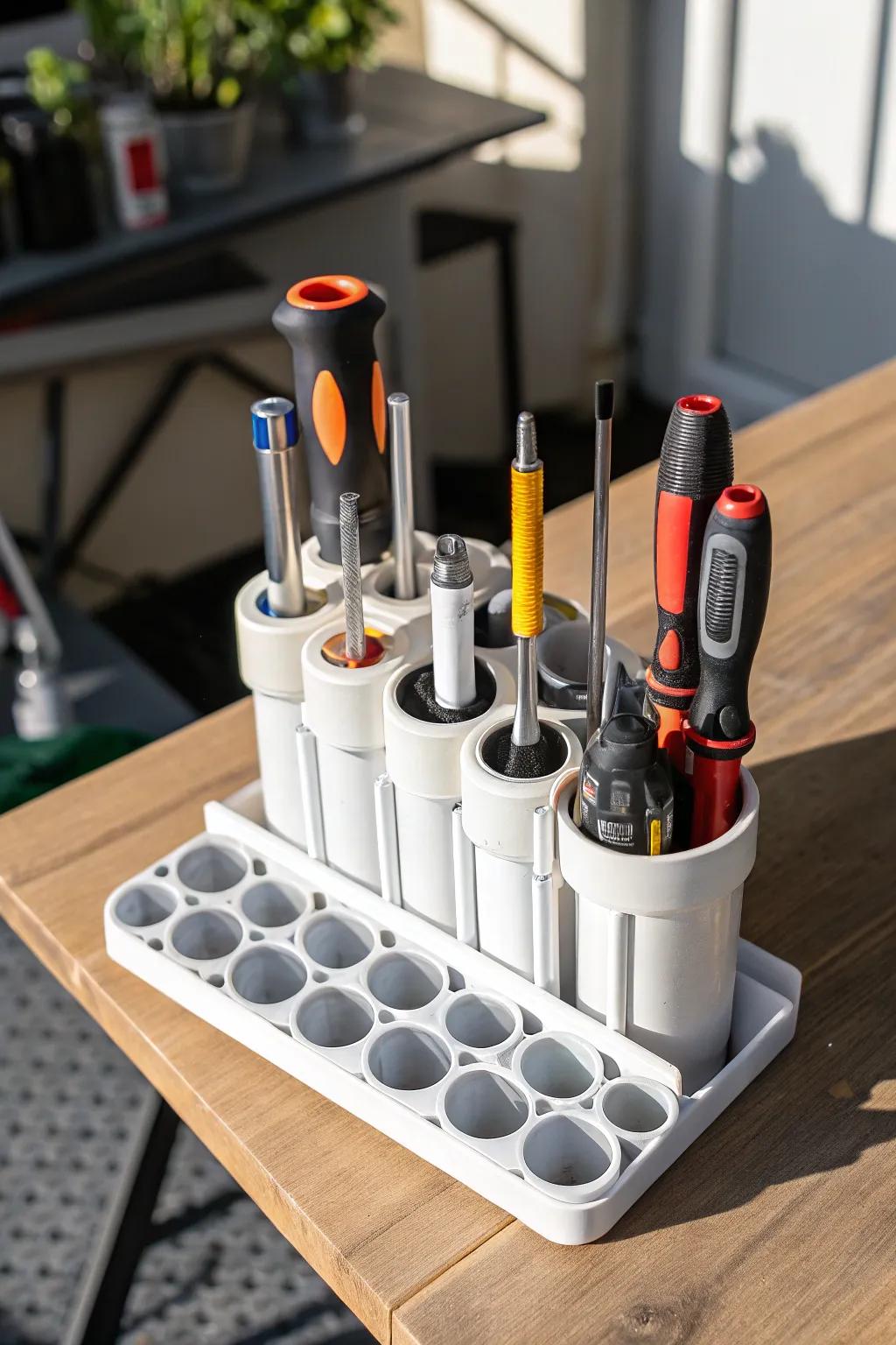 Blend effectiveness with design: Advance your DIY activities using this mobile polyvinyl chloride tool caddy.