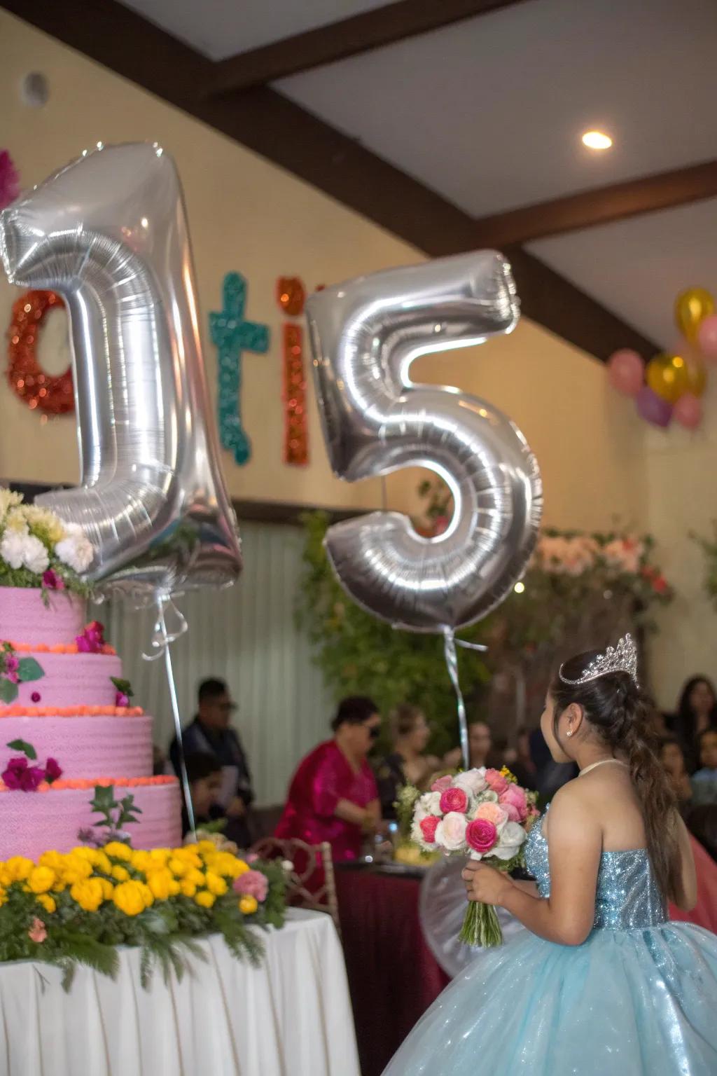 Number balloons make a strong statement for the celebration.