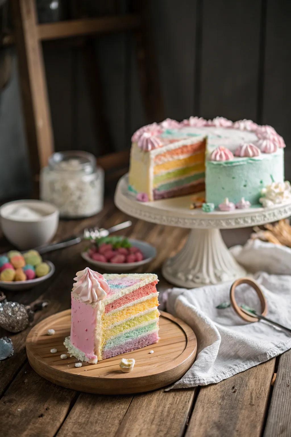 Pastel strata impart a gentle elegance to the spectrum delight.