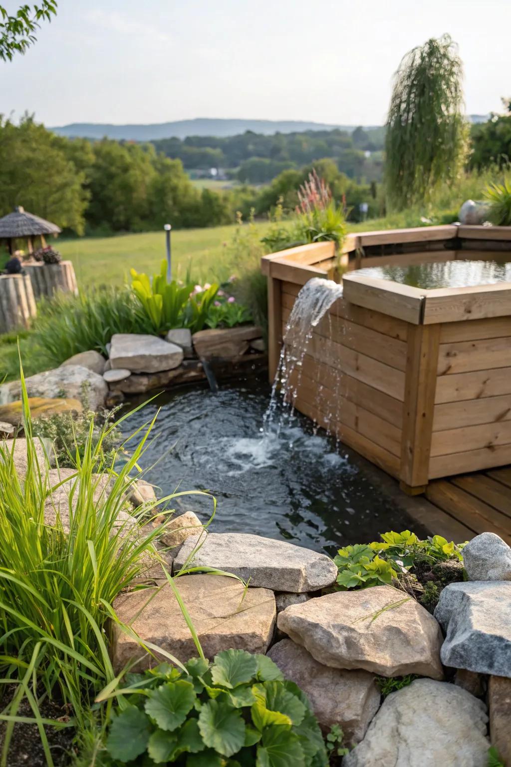 Elevate your pond with the soothing sound of running water.