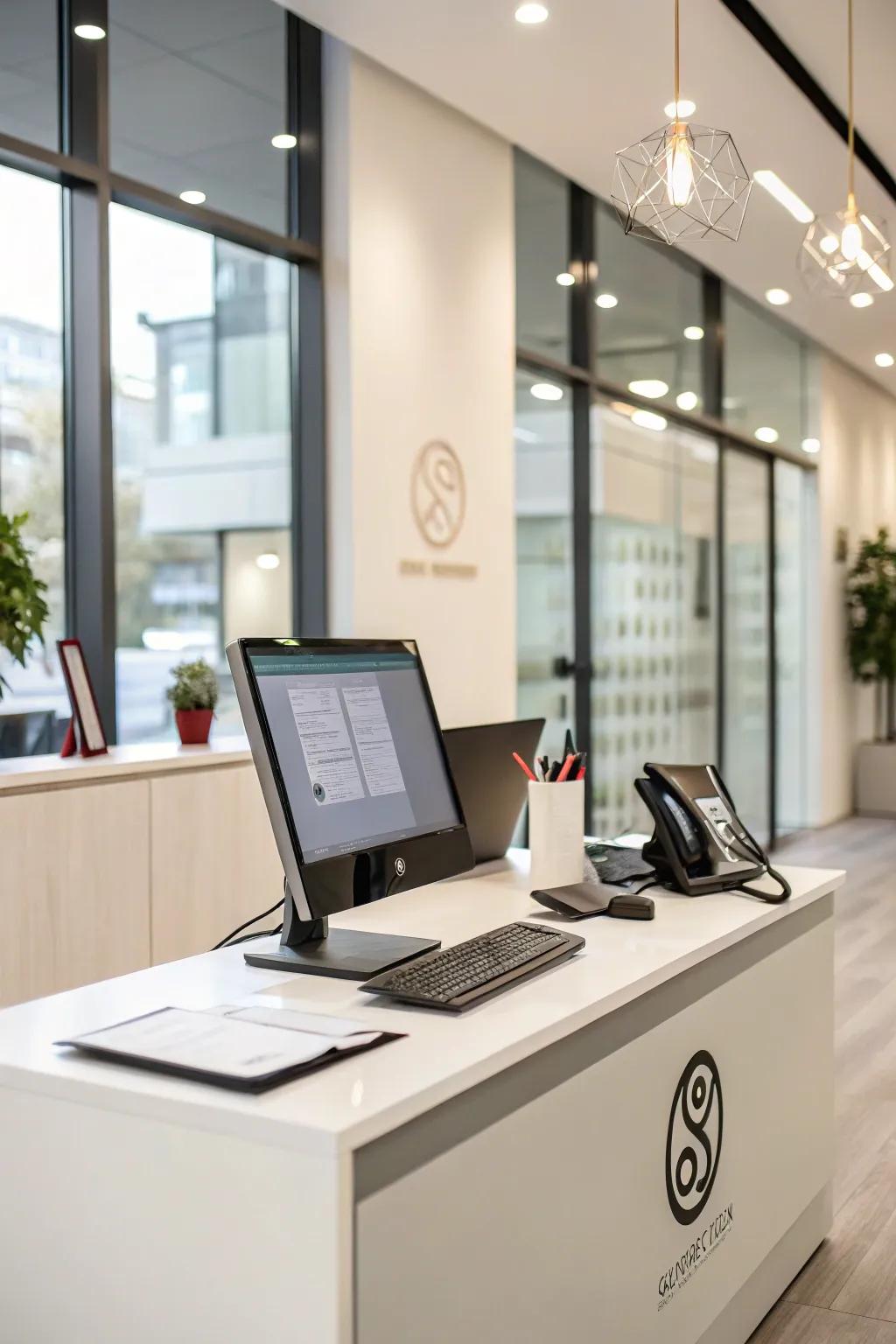 Smoothly combining branding into the reception's design.