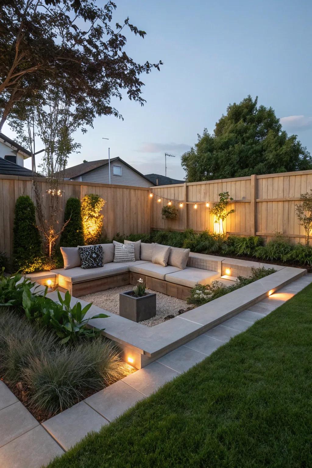 Sunken seating spots add a hint of magic and coziness.