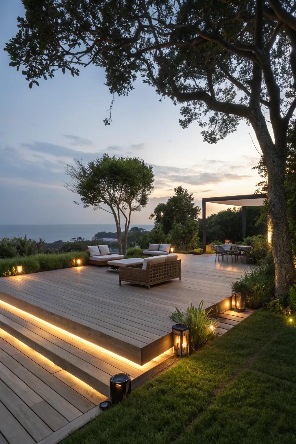 Establish the atmosphere through captivating twilight illumination.