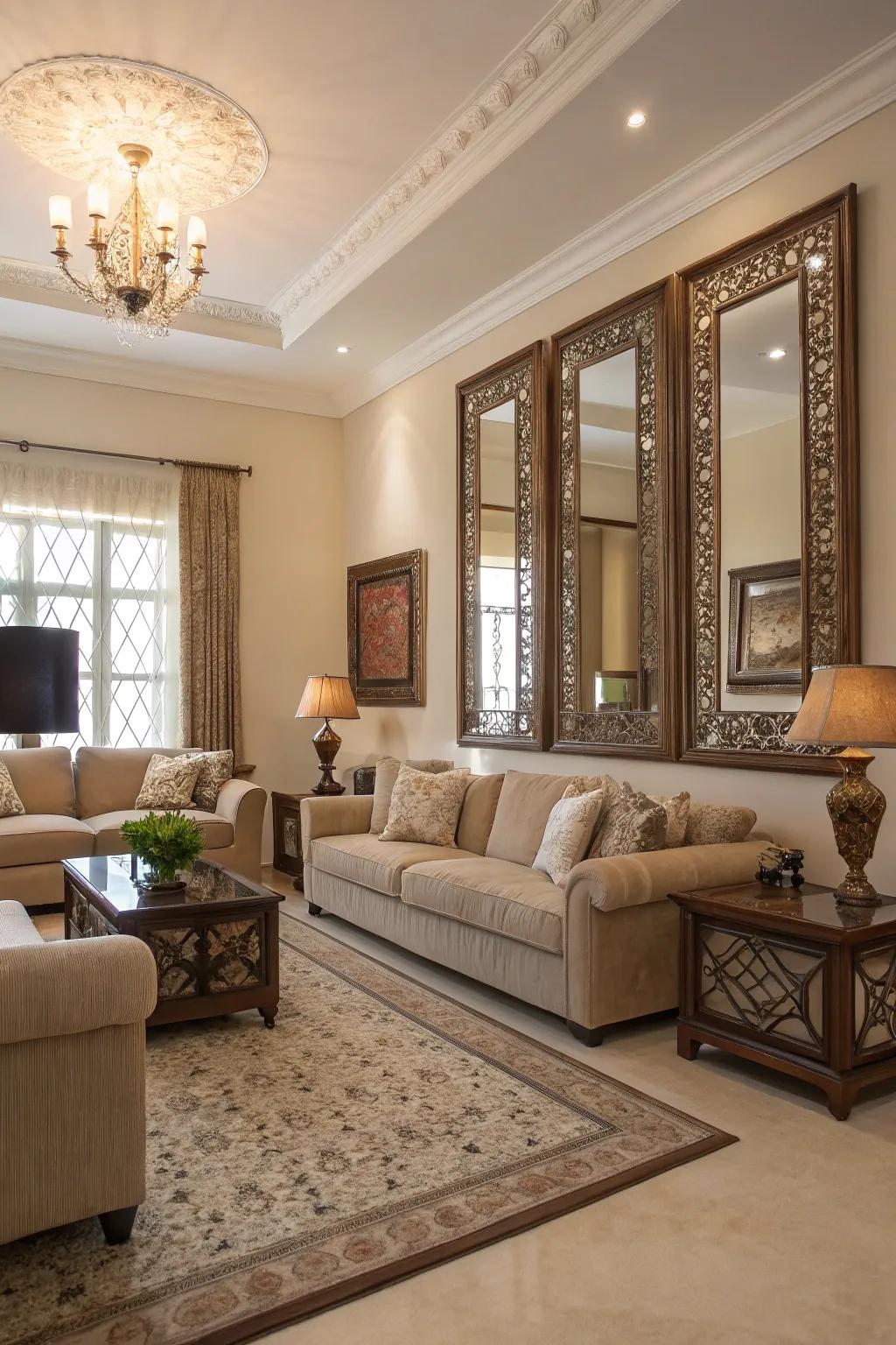 Reflectors broaden visual space and brighten the atmosphere.