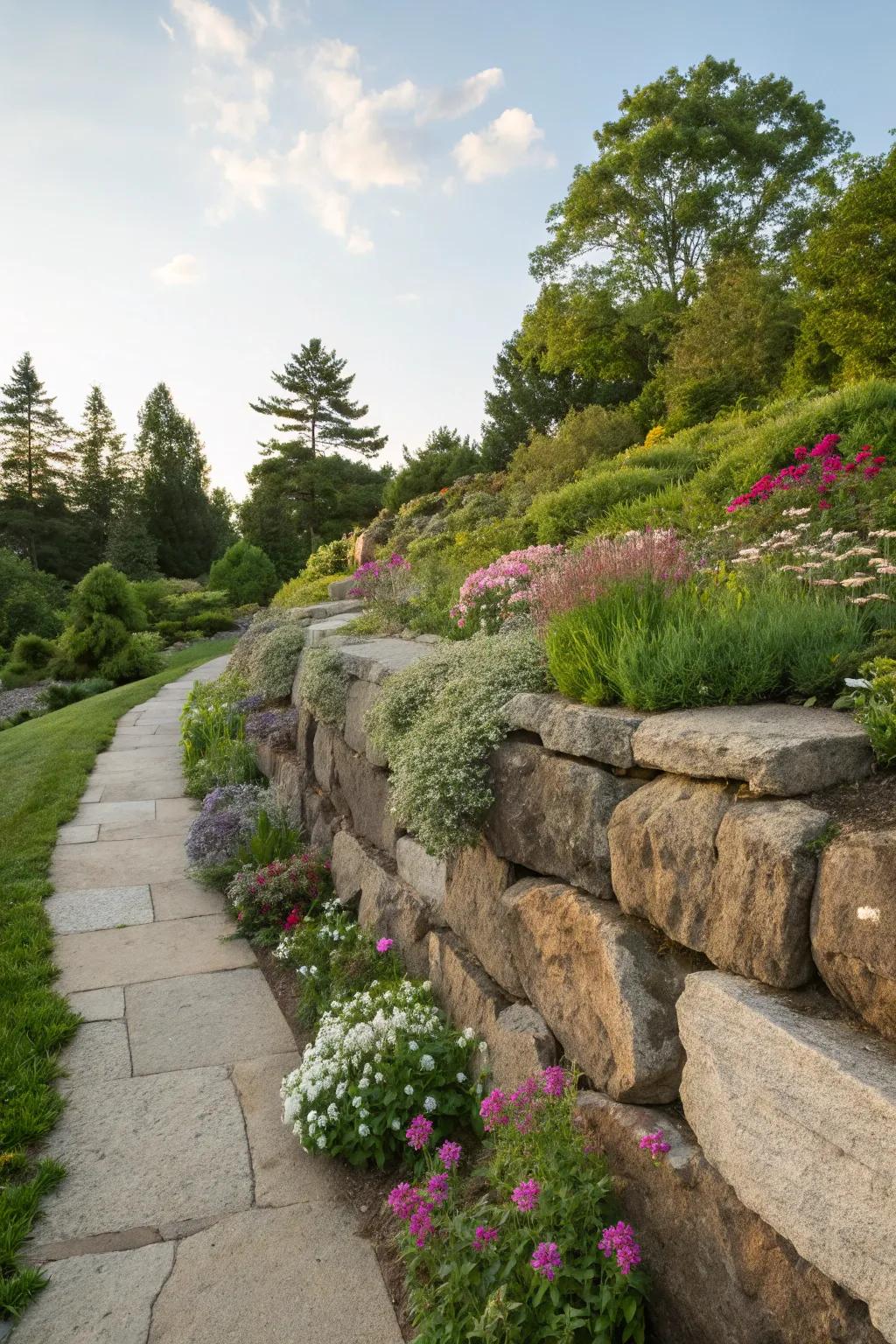 Stone stabilizing barriers are both operative and visually gorgeous.