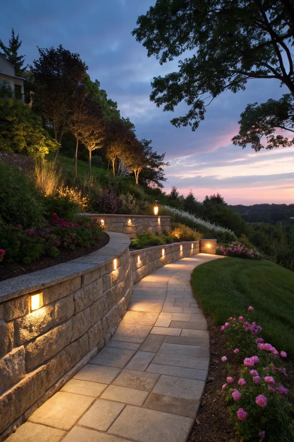 Diode illuminated finishes conjure a striking nighttime atmosphere.