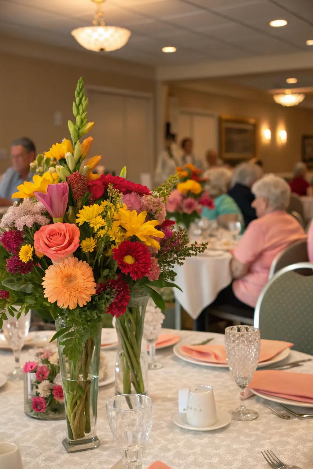 Floral centerpieces infuse sophistication and freshness into the celebration.