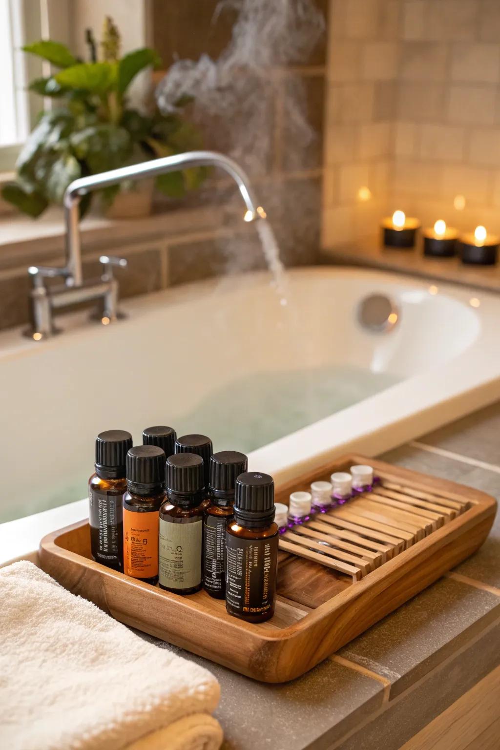 Pure oils change your bath into an escape filled with pleasing scents.