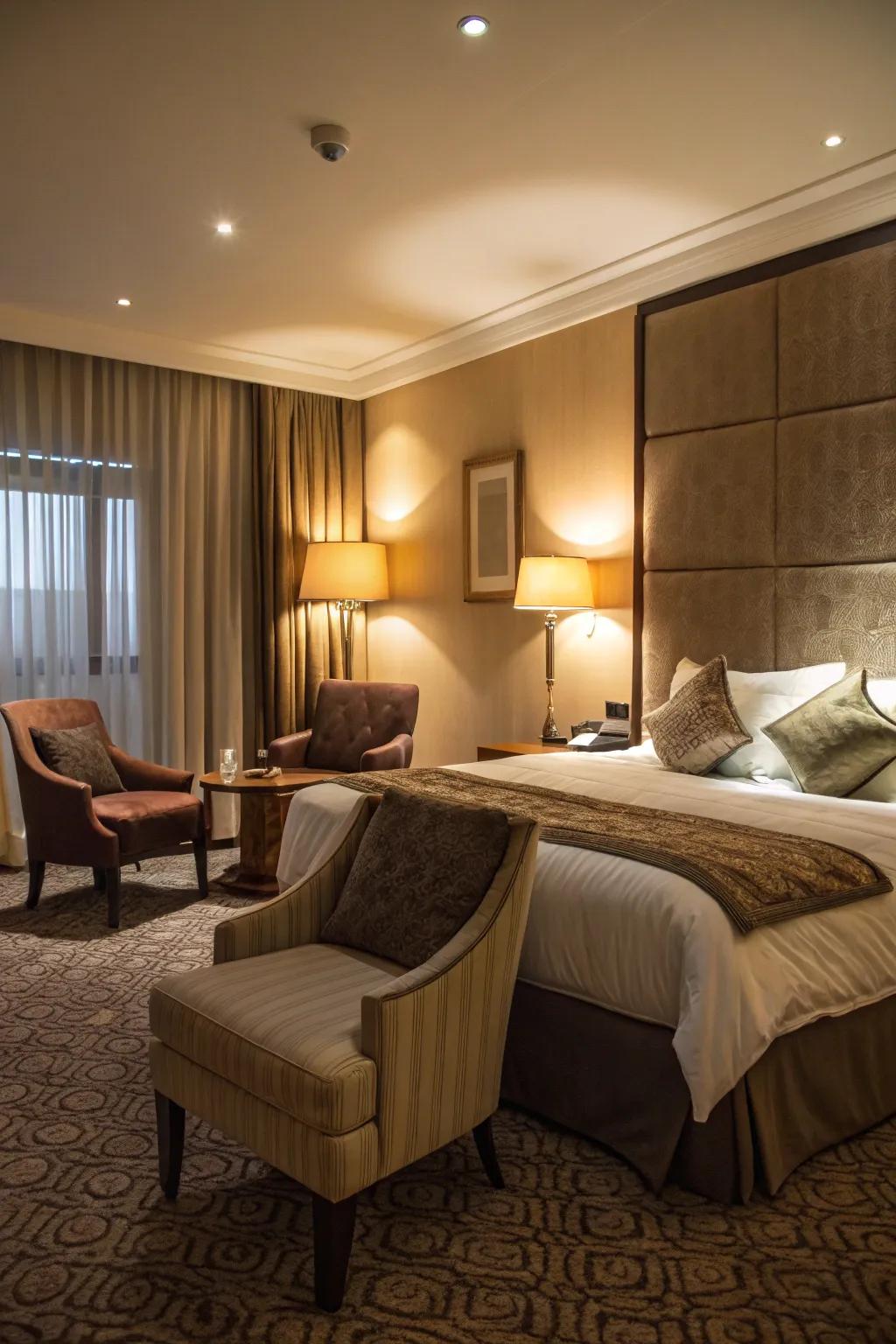 Delicate lights add a cozy, romantic vibe.