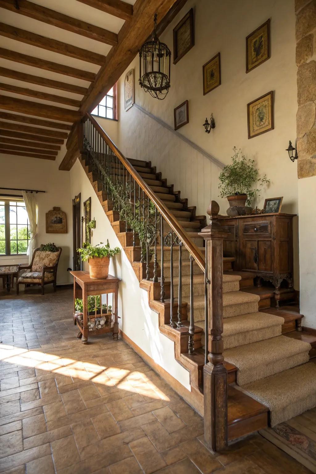 Organic-hued railings that harmonize beautifully with rustic interior design.