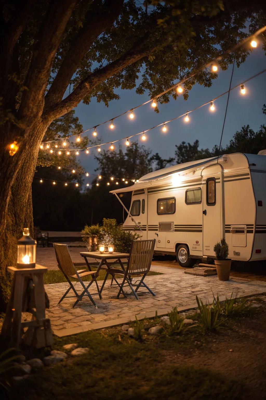 Charming illumination sets the mood for enchanting evenings.
