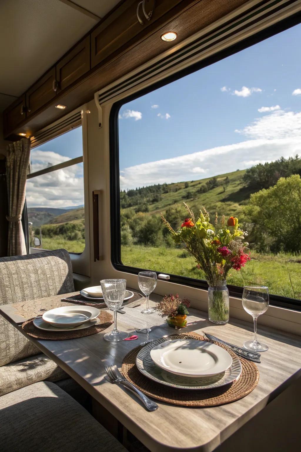 Enjoy picturesque meals by placing your table near a window.
