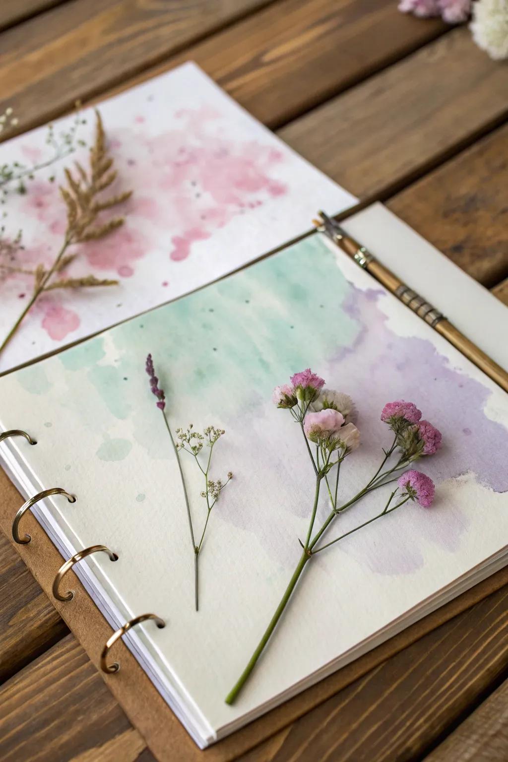 Transform your scrapbook into a masterpiece with the delicate application of watercolor wonders.