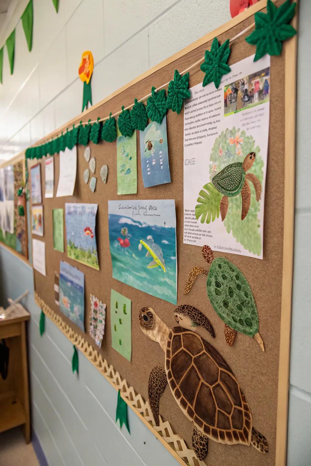 Create a sanctuary for sea turtles with your bulletin board.